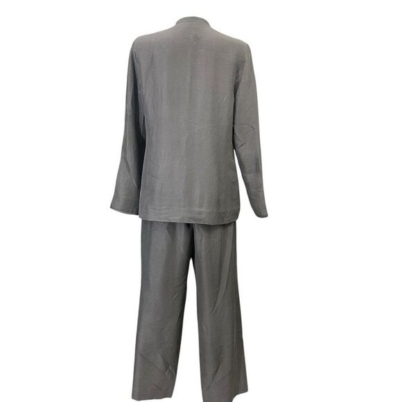 Eileen Fisher Metallic Gray 100% Silk Lightweight Blazer  & Dress Pants sz small - Picture 5 of 14